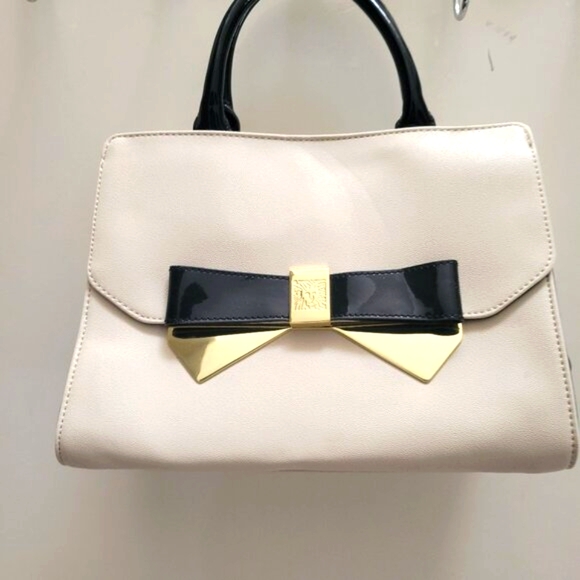 Anne Klein Handbags - ANNE KLEIN Luxury Handbag white‎ with black and gold accents